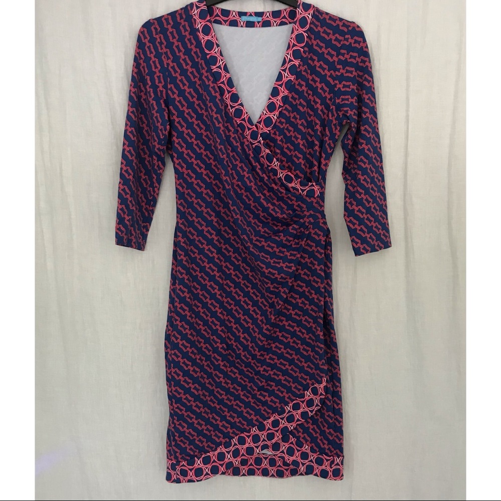 J. McLaughlin Faux Wrap Dress in Blue / Pink Link
